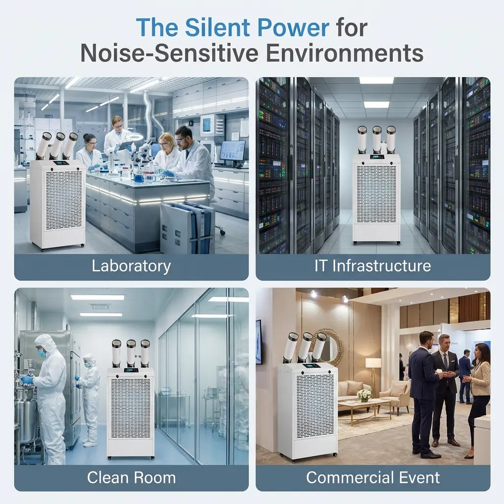 Personalizat profesional cu zgomot redus 65dB Funcționare silențioasă Afișaj LCD Aer condiționat mobil AC industrial portabil în laborator