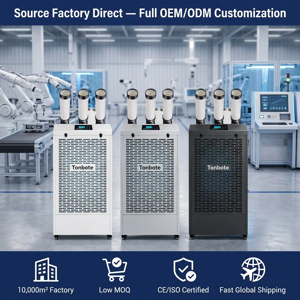 Personalizat profesional cu zgomot redus 65dB Funcționare silențioasă Afișaj LCD Aer condiționat mobil AC industrial portabil în laborator