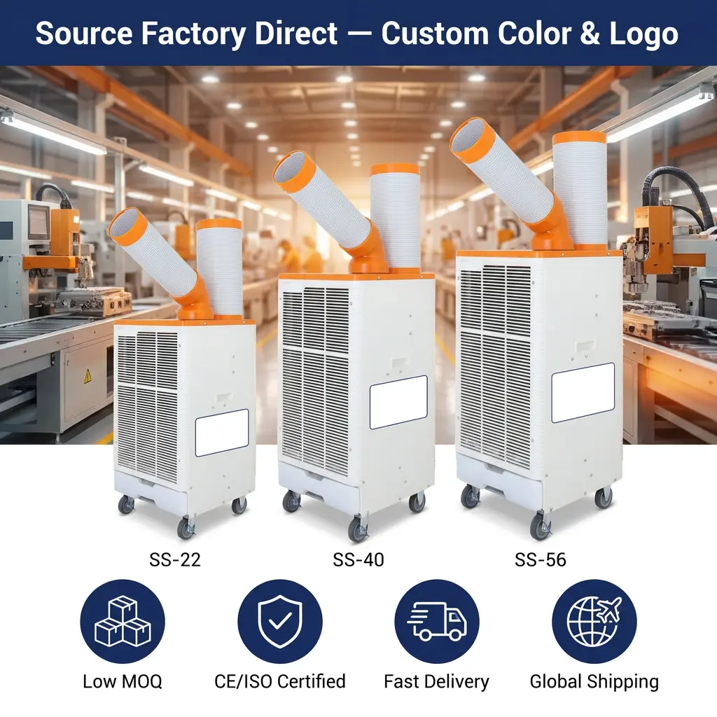 OEM portocaliu alb stil japonez 3 min răcire rapidă loc răcire aer condiționat industrial pentru atelier de prelucrare a metalelor