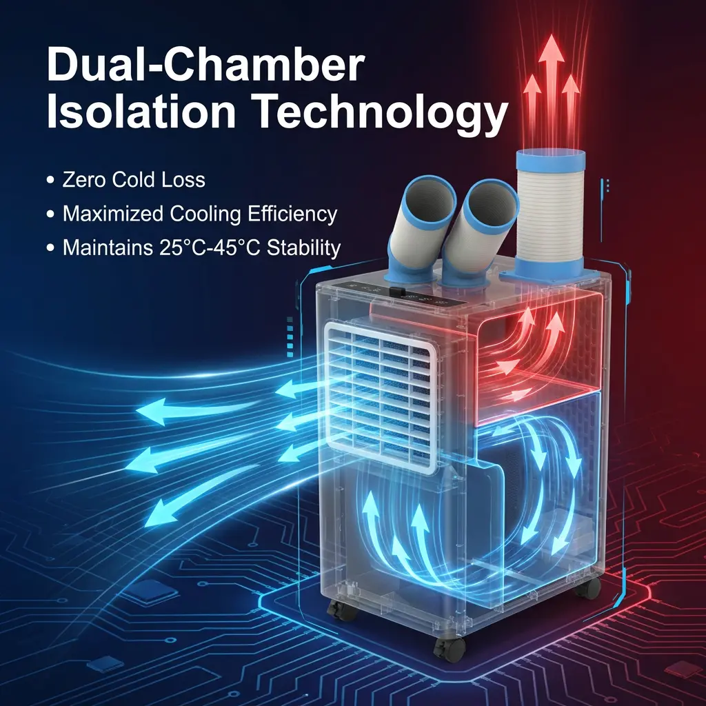 Corp metalic alb OEM 24 7 Conductă dublă Izolare termică la rece Radiator portabil pentru puncte Aer condiționat industrial pentru atelier