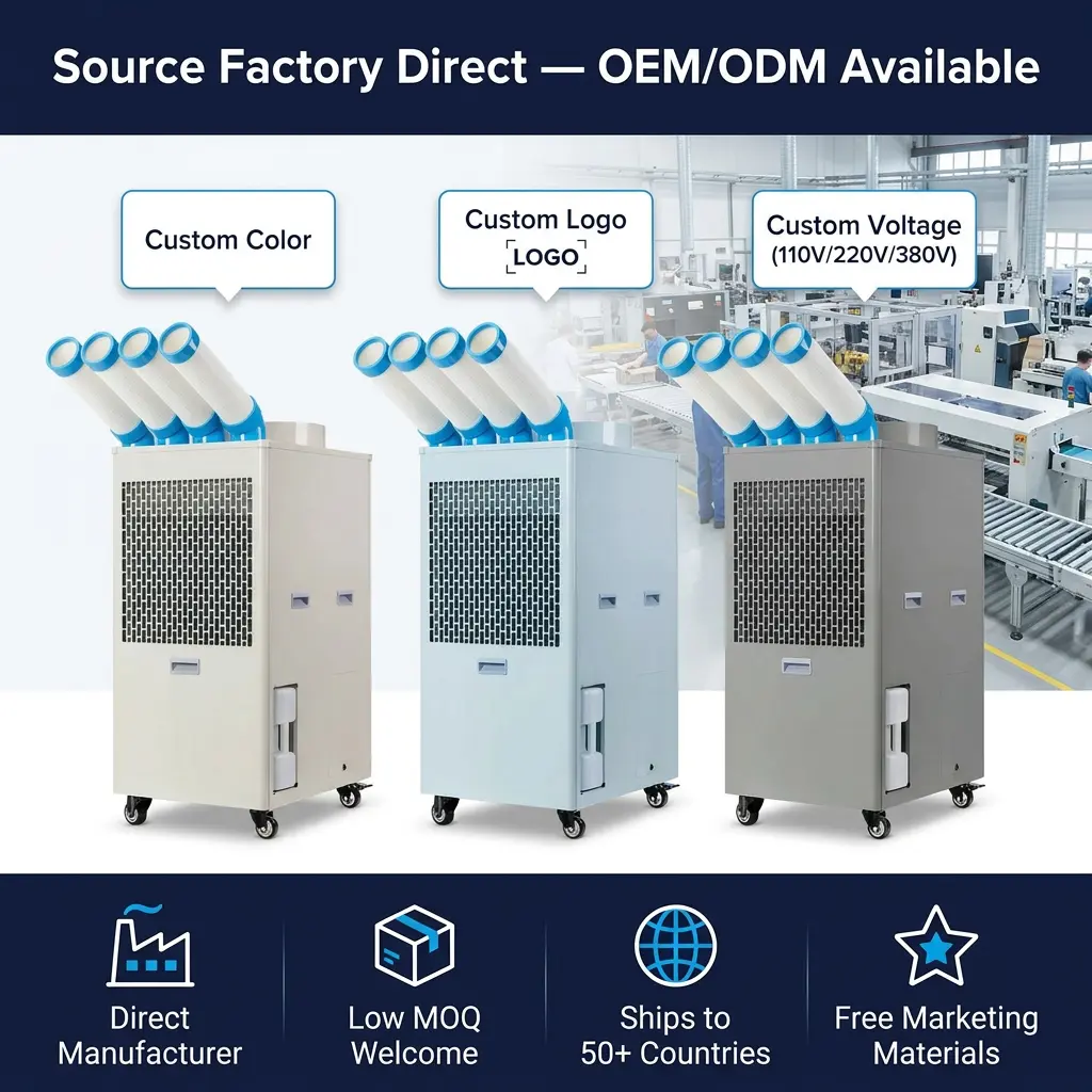 Logo personalizat OEM Aer condiționat portabil industrial 110V 220V 380V Multi-tensiune MOQ scăzut Aprovizionare directă din fabrică