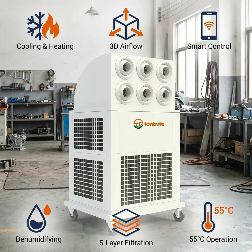 Aer condiționat industrial mobil, portabil, portabil, personalizat, 380V, pentru depozitul atelierului de șantier