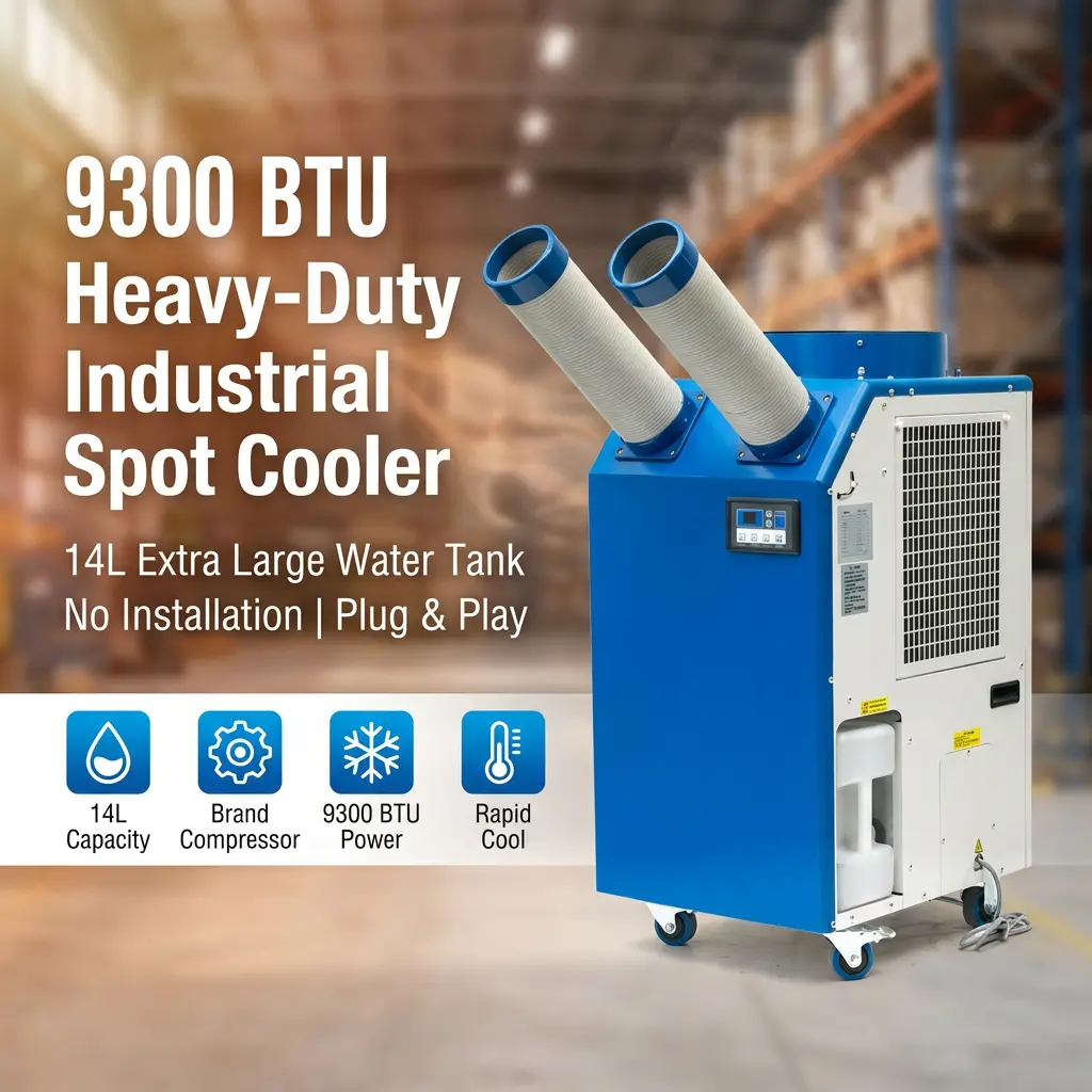 OEM 14L Rezervor mare 2700W Putere 9300BTU Compresor rotativ Răcitor portabil pentru puncte Aer condiționat industrial pentru atelier OEM 14L Rezervor mare 2700W Putere 9300BTU Compresor rotativ Răcitor portabil pentru puncte Aer condiționat industrial pentru atelier