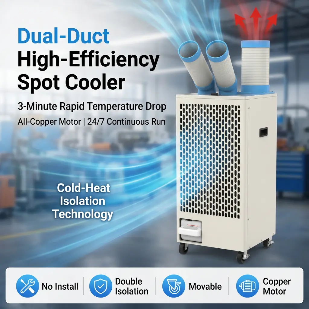 Corp metalic alb OEM 24 7 Conductă dublă Izolare termică la rece Radiator portabil pentru puncte Aer condiționat industrial pentru atelier Corp metalic alb OEM 24 7 Conductă dublă Izolare termică la rece Radiator portabil pentru puncte Aer condiționat industrial pentru atelier